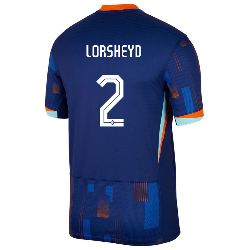 Gyermek Hollandia Barbara Lorsheyd #2 Kék Idegenbeli Jersey 24-26 Mez Póló Ing