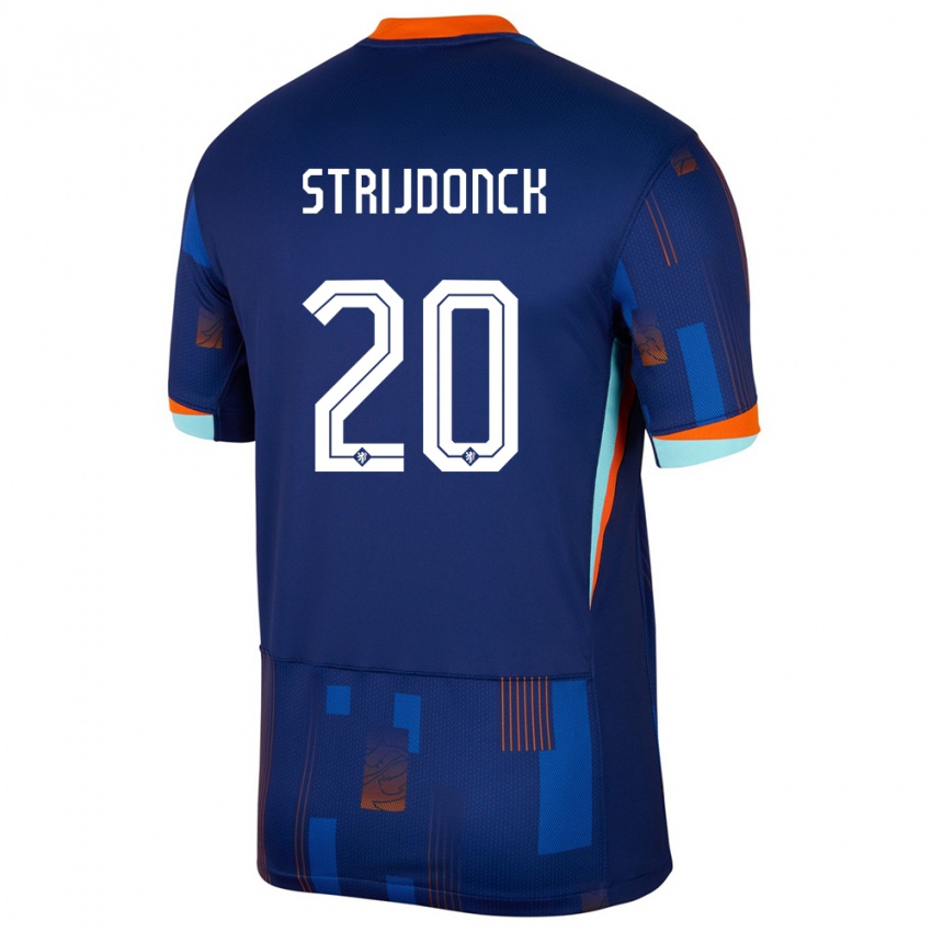 Gyermek Hollandia Bayren Strijdonck #20 Kék Idegenbeli Jersey 24-26 Mez Póló Ing