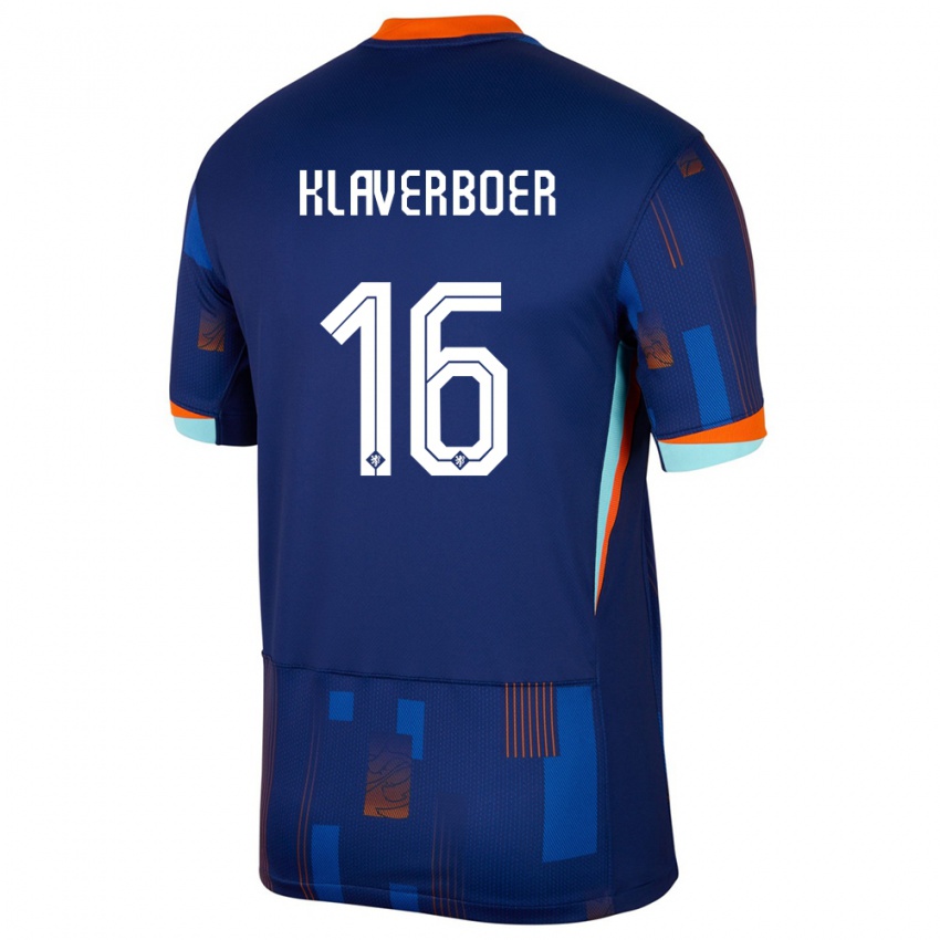 Gyermek Hollandia Bernt Klaverboer #16 Kék Idegenbeli Jersey 24-26 Mez Póló Ing