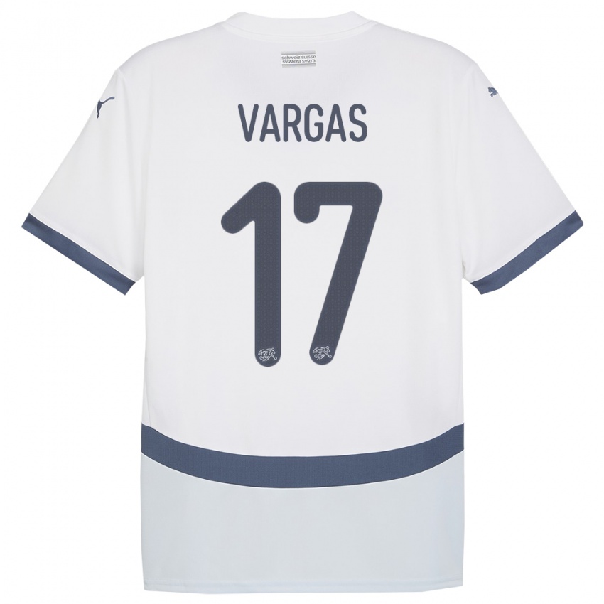 Gyermek Svájc Ruben Vargas #17 Fehér Idegenbeli Jersey 24-26 Mez Póló Ing