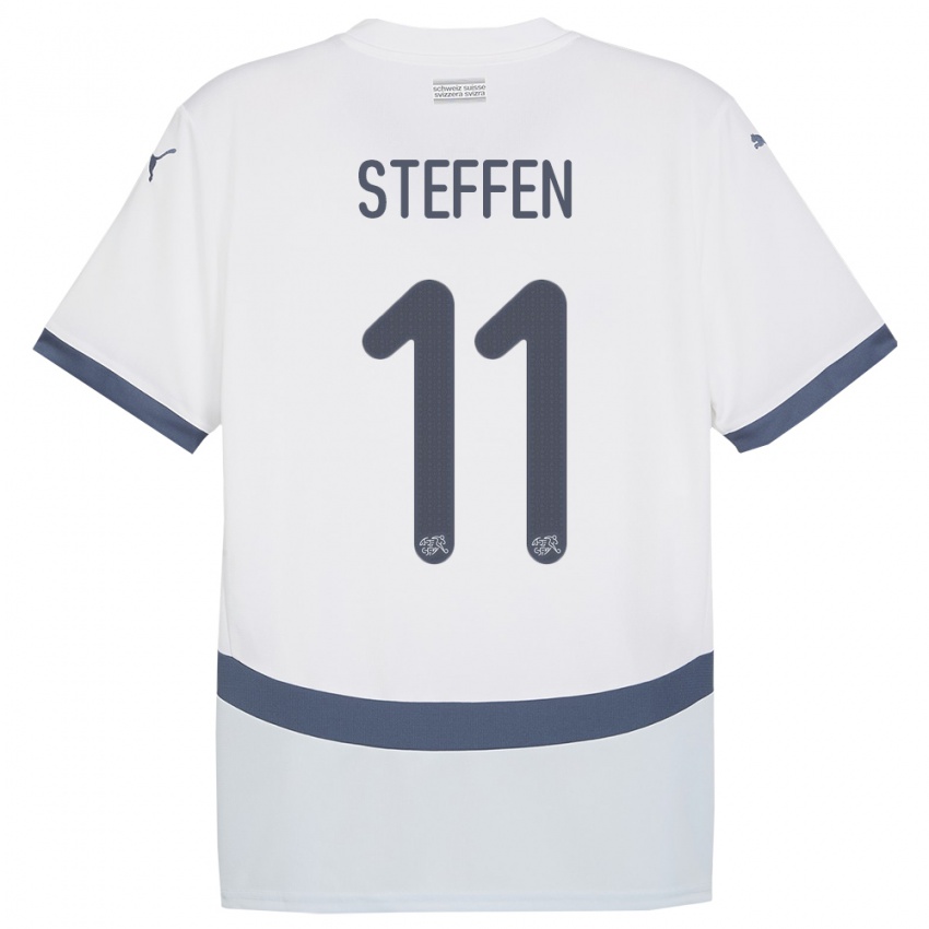 Gyermek Svájc Renato Steffen #11 Fehér Idegenbeli Jersey 24-26 Mez Póló Ing