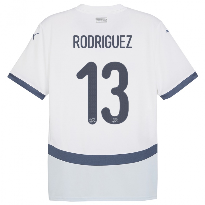 Gyermek Svájc Ricardo Rodriguez #13 Fehér Idegenbeli Jersey 24-26 Mez Póló Ing