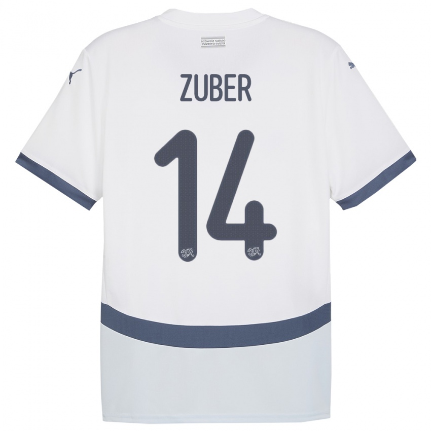 Gyermek Svájc Steven Zuber #14 Fehér Idegenbeli Jersey 24-26 Mez Póló Ing