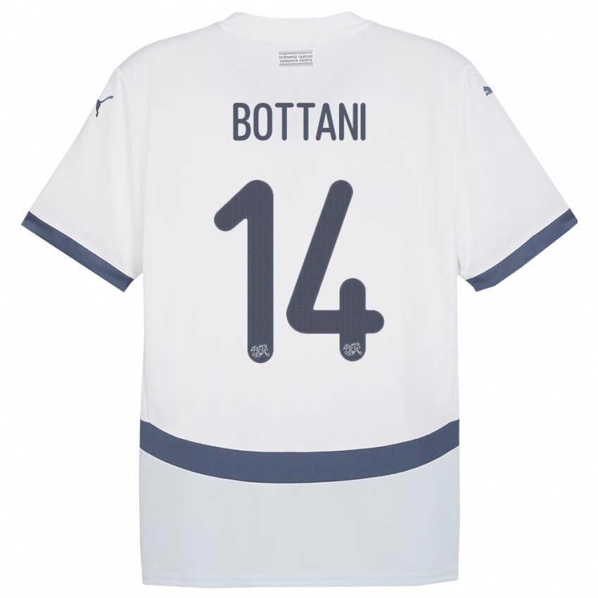 Gyermek Svájc Mattia Bottani #14 Fehér Idegenbeli Jersey 24-26 Mez Póló Ing