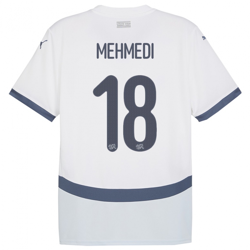 Gyermek Svájc Admir Mehmedi #18 Fehér Idegenbeli Jersey 24-26 Mez Póló Ing