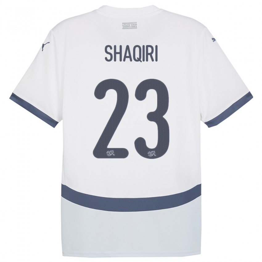 Gyermek Svájc Xherdan Shaqiri #23 Fehér Idegenbeli Jersey 24-26 Mez Póló Ing