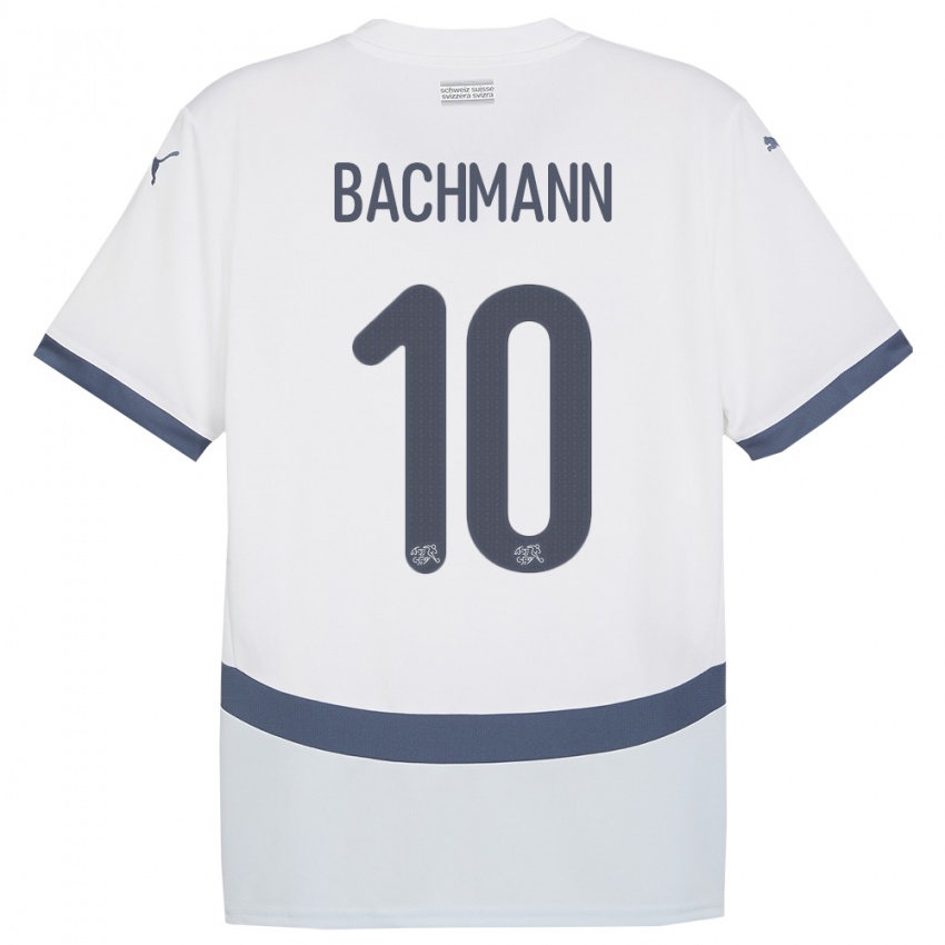 Gyermek Svájc Ramona Bachmann #10 Fehér Idegenbeli Jersey 24-26 Mez Póló Ing