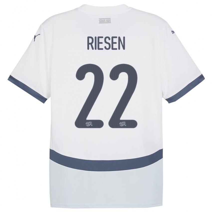 Gyermek Svájc Nadine Riesen #22 Fehér Idegenbeli Jersey 24-26 Mez Póló Ing