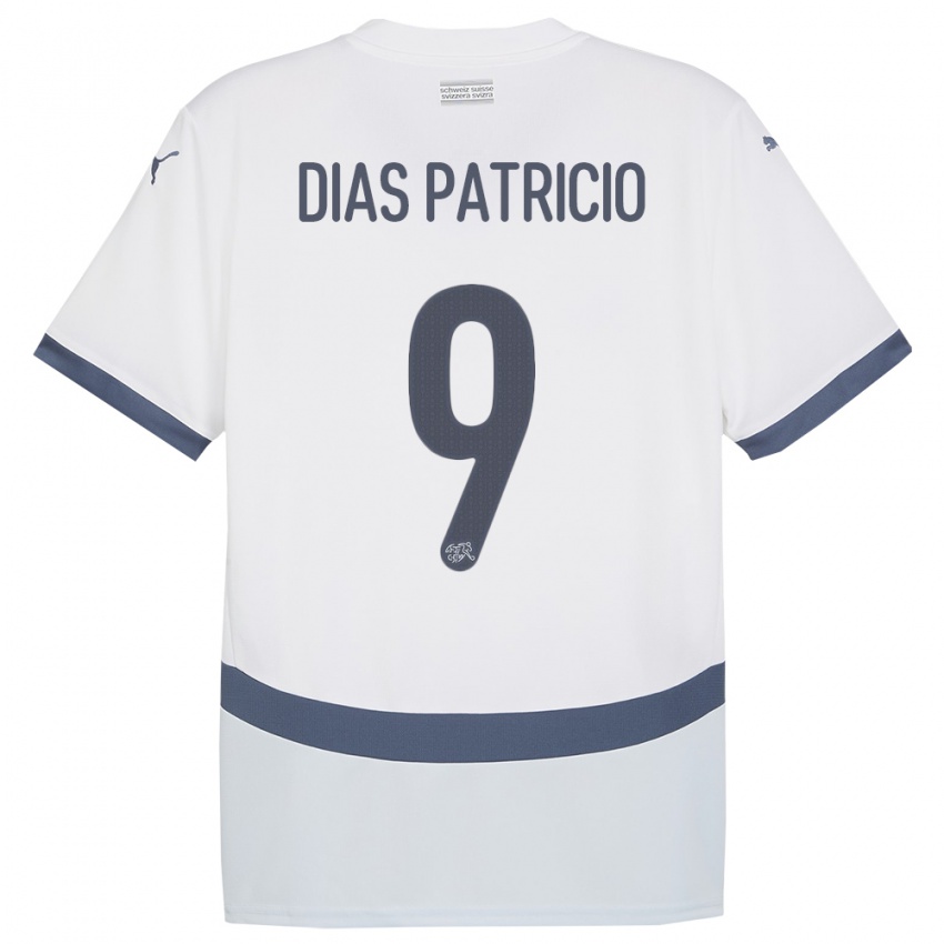 Gyermek Svájc Alexandre Dias Patricio #9 Fehér Idegenbeli Jersey 24-26 Mez Póló Ing