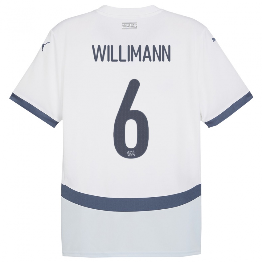 Gyermek Svájc Mauricio Willimann #6 Fehér Idegenbeli Jersey 24-26 Mez Póló Ing