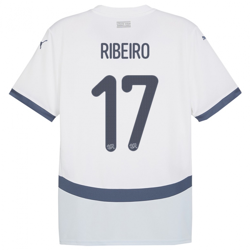 Gyermek Svájc Joel Ribeiro #17 Fehér Idegenbeli Jersey 24-26 Mez Póló Ing