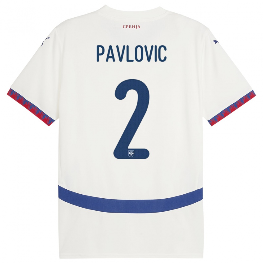 Gyermek Szerbia Strahinja Pavlovic #2 Fehér Idegenbeli Jersey 24-26 Mez Póló Ing