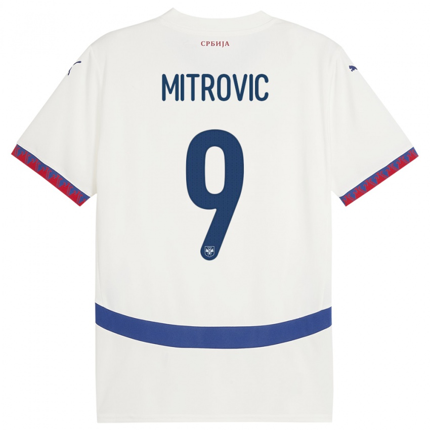 Gyermek Szerbia Aleksandar Mitrovic #9 Fehér Idegenbeli Jersey 24-26 Mez Póló Ing