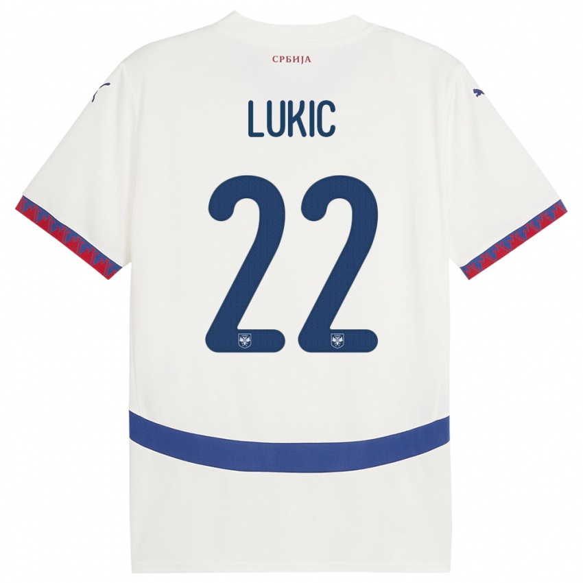 Gyermek Szerbia Sasa Lukic #22 Fehér Idegenbeli Jersey 24-26 Mez Póló Ing