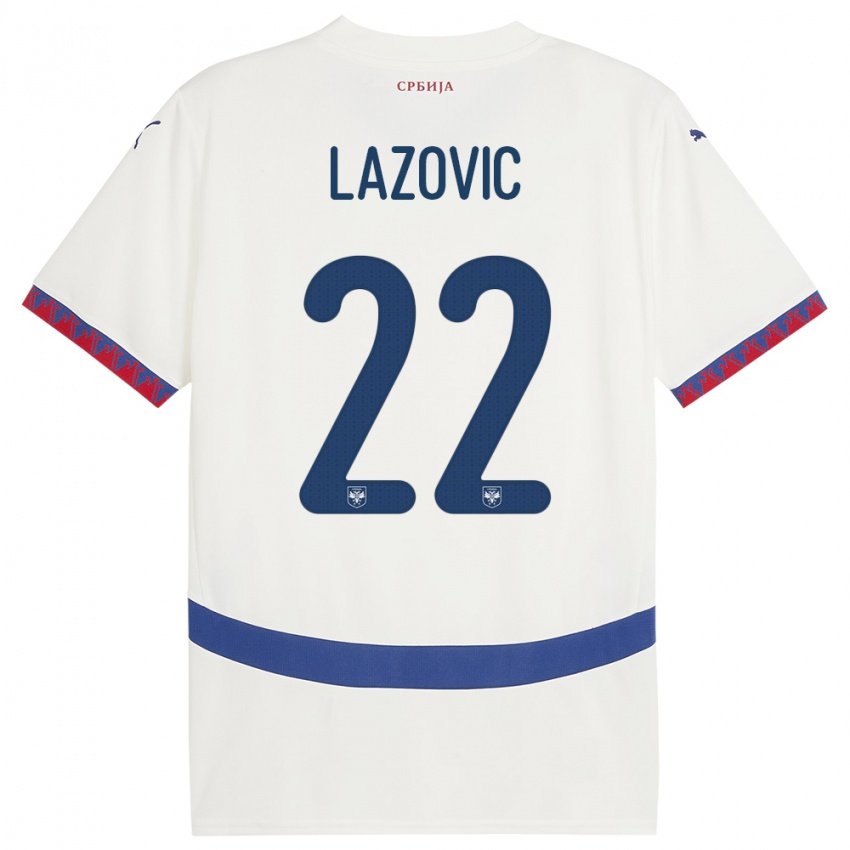 Gyermek Szerbia Darko Lazovic #22 Fehér Idegenbeli Jersey 24-26 Mez Póló Ing