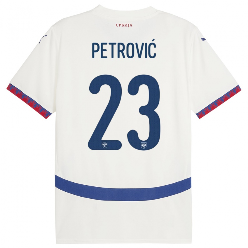 Gyermek Szerbia Jovana Petrovic #23 Fehér Idegenbeli Jersey 24-26 Mez Póló Ing