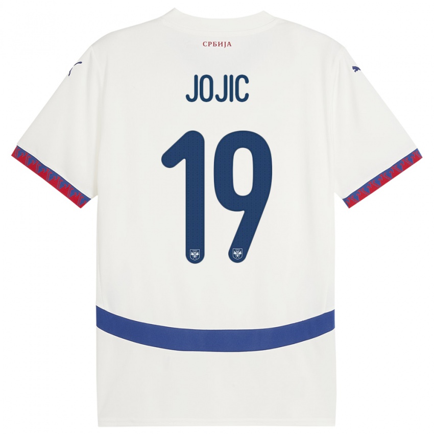 Gyermek Szerbia Nikola Jojic #19 Fehér Idegenbeli Jersey 24-26 Mez Póló Ing