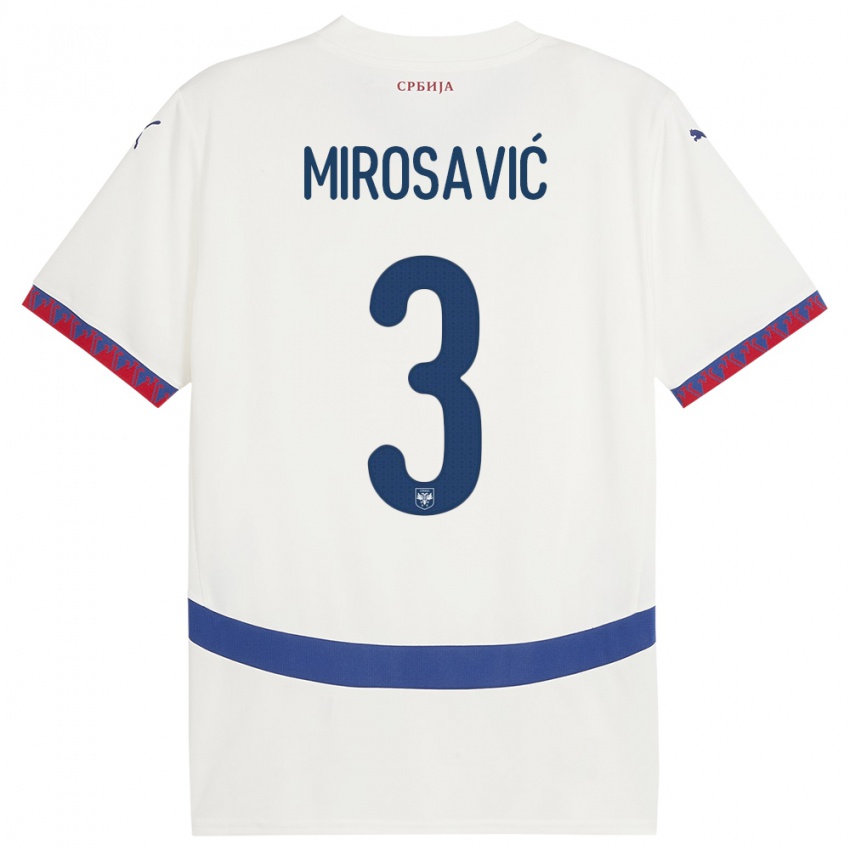 Gyermek Szerbia Veljko Mirosavic #3 Fehér Idegenbeli Jersey 24-26 Mez Póló Ing