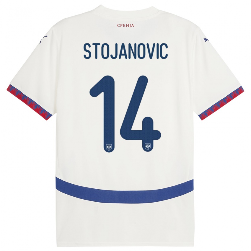 Gyermek Szerbia Matija Stojanovic #14 Fehér Idegenbeli Jersey 24-26 Mez Póló Ing