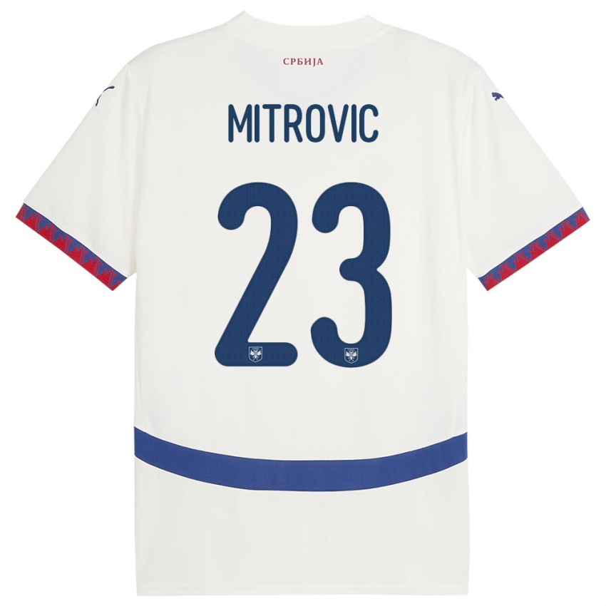 Gyermek Szerbia Vuk Mitrovic #23 Fehér Idegenbeli Jersey 24-26 Mez Póló Ing