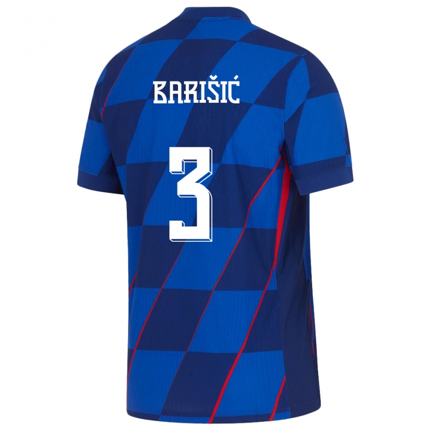 Gyermek Horvátország Borna Barisic #3 Kék Idegenbeli Jersey 24-26 Mez Póló Ing