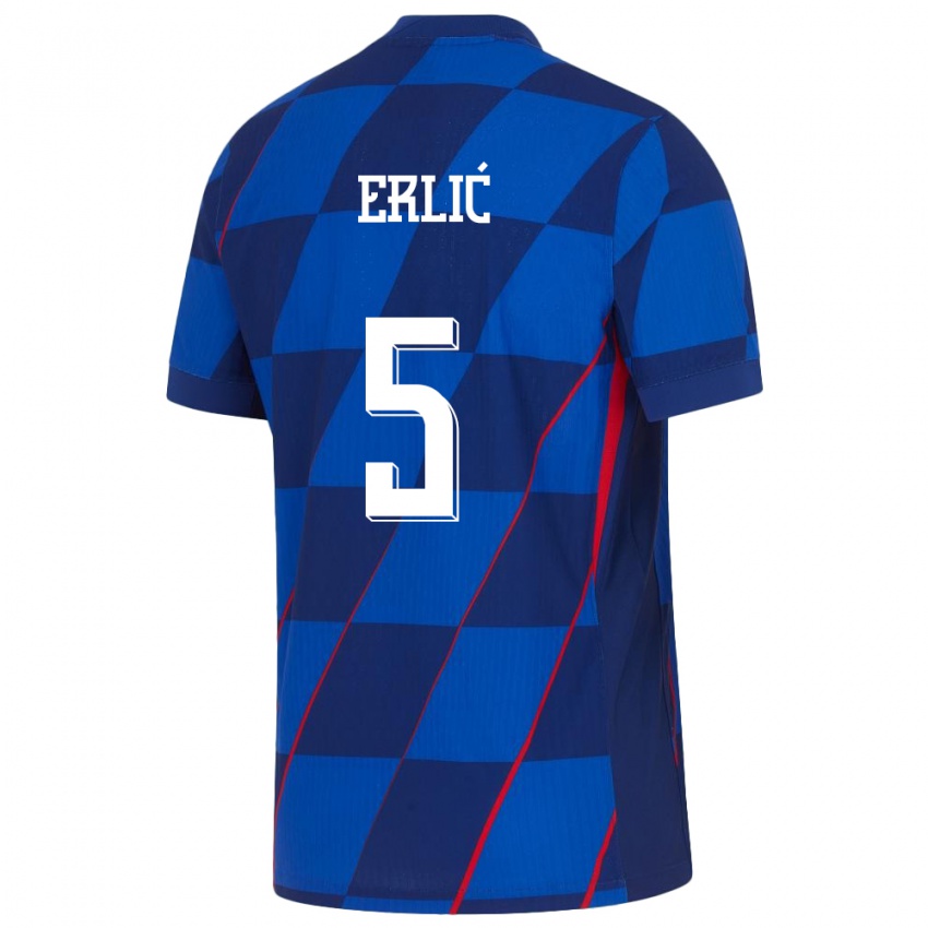 Gyermek Horvátország Martin Erlic #5 Kék Idegenbeli Jersey 24-26 Mez Póló Ing