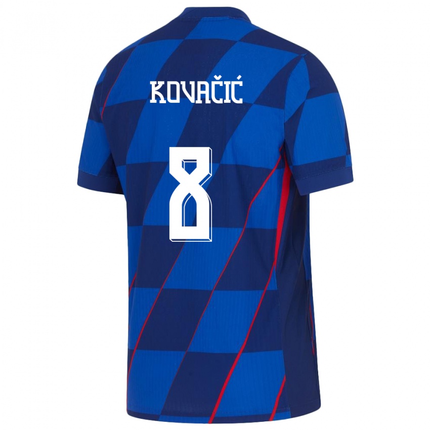 Gyermek Horvátország Mateo Kovacic #8 Kék Idegenbeli Jersey 24-26 Mez Póló Ing