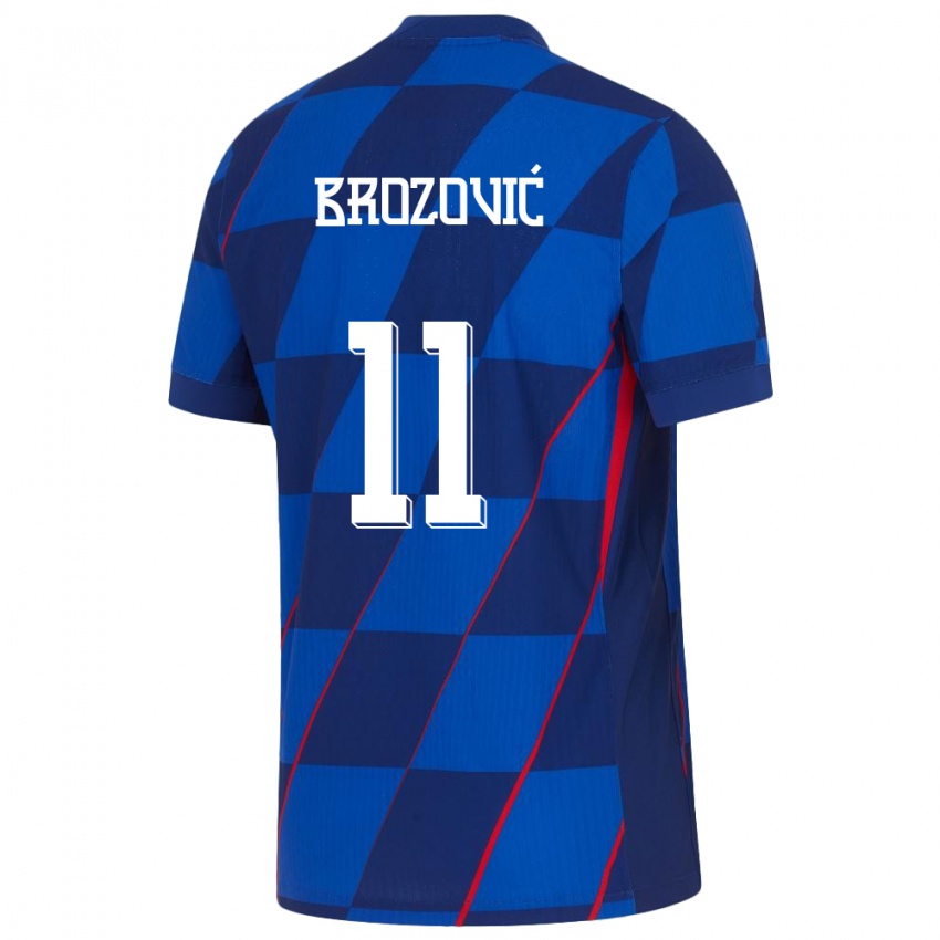 Gyermek Horvátország Marcelo Brozovic #11 Kék Idegenbeli Jersey 24-26 Mez Póló Ing