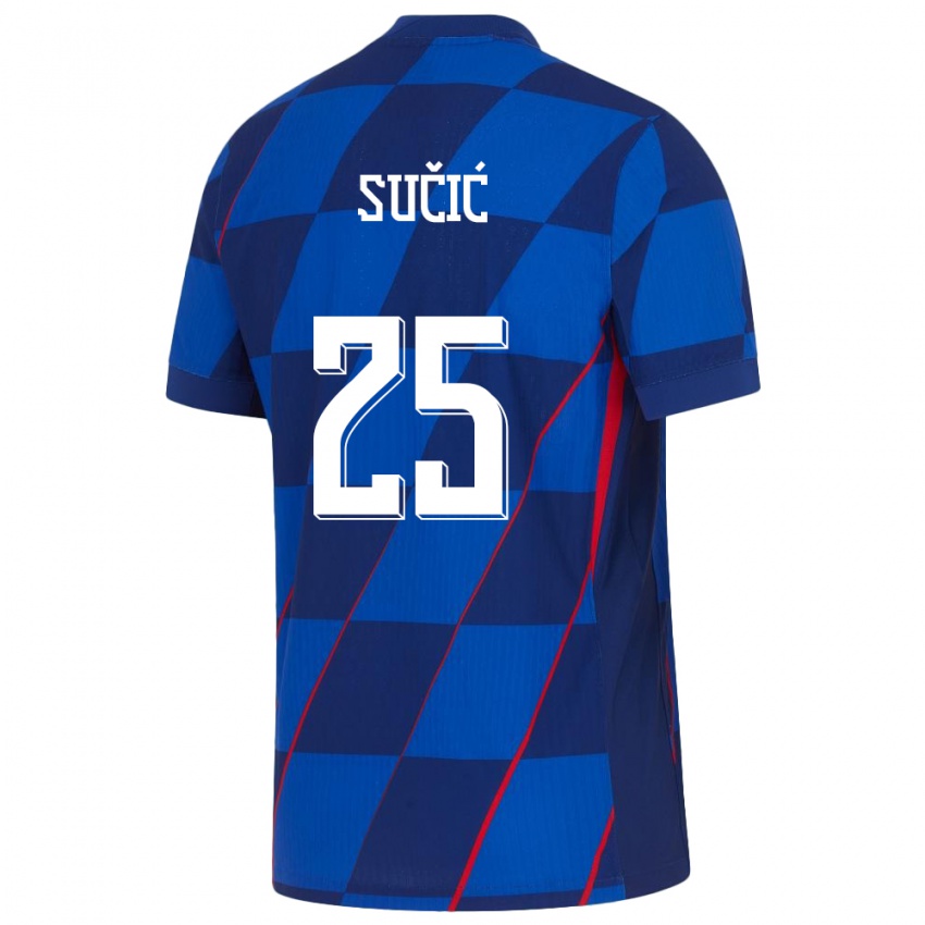 Gyermek Horvátország Luka Sucic #25 Kék Idegenbeli Jersey 24-26 Mez Póló Ing