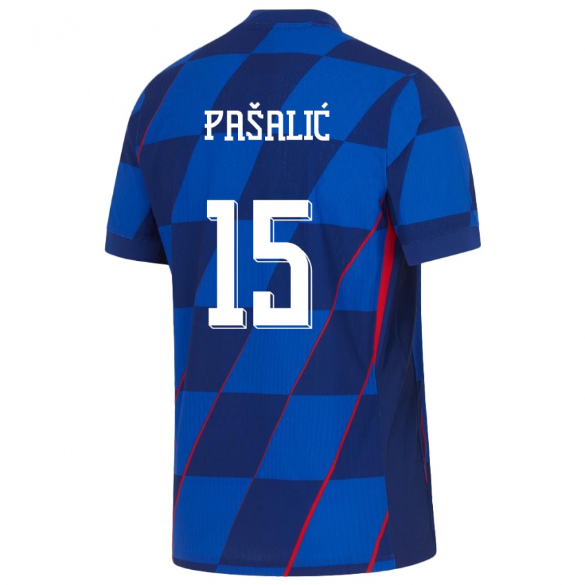 Gyermek Horvátország Mario Pasalic #15 Kék Idegenbeli Jersey 24-26 Mez Póló Ing