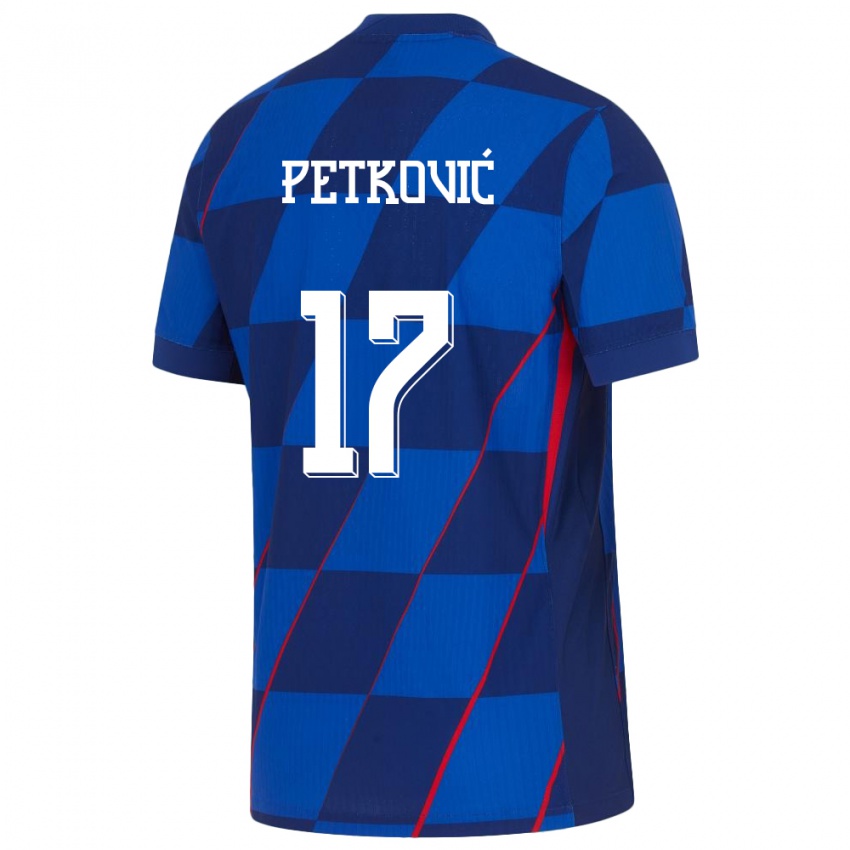 Gyermek Horvátország Bruno Petkovic #17 Kék Idegenbeli Jersey 24-26 Mez Póló Ing