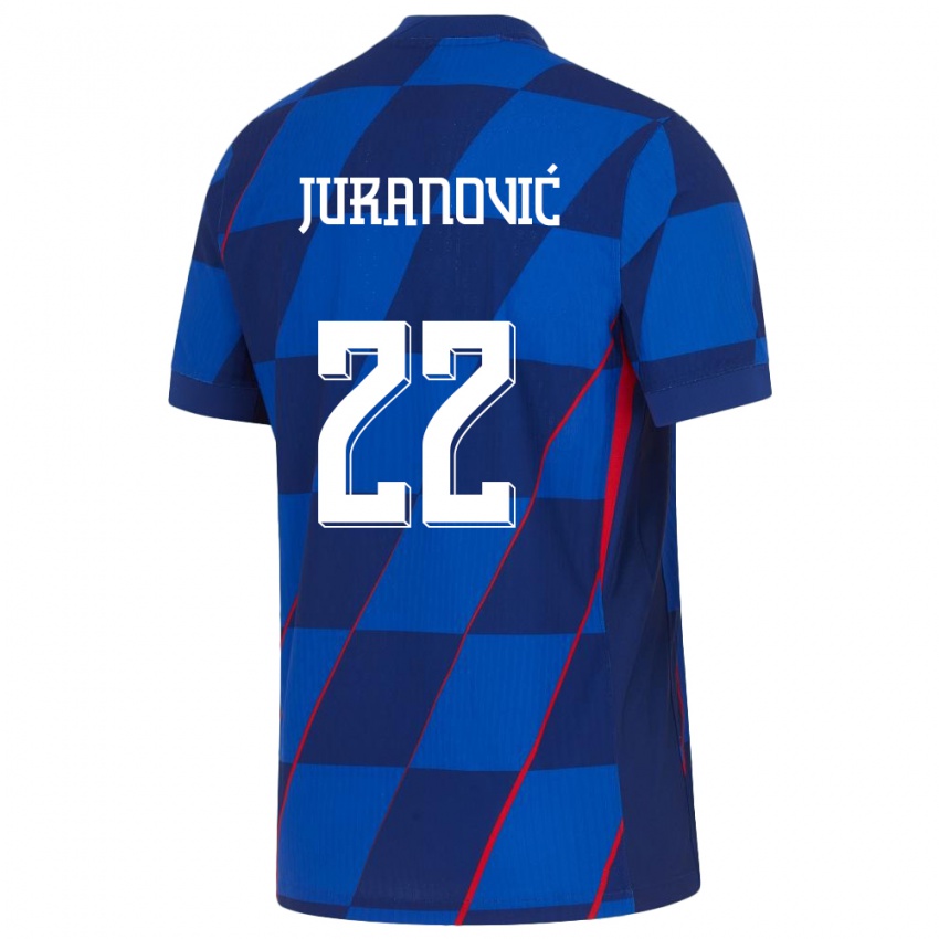 Gyermek Horvátország Josip Juranovic #22 Kék Idegenbeli Jersey 24-26 Mez Póló Ing