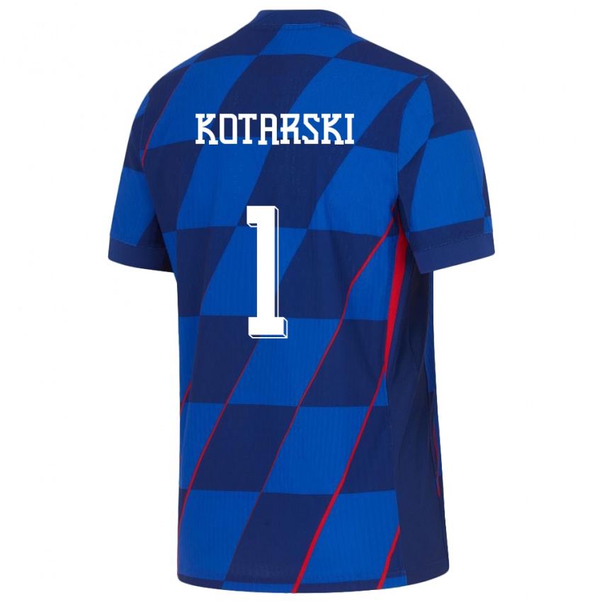 Gyermek Horvátország Dominik Kotarski #1 Kék Idegenbeli Jersey 24-26 Mez Póló Ing