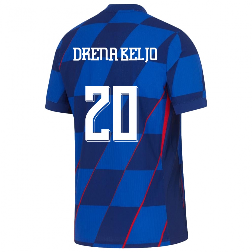 Gyermek Horvátország Dion Drena Beljo #20 Kék Idegenbeli Jersey 24-26 Mez Póló Ing