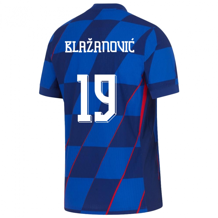 Gyermek Horvátország Antonio Blazanovic #19 Kék Idegenbeli Jersey 24-26 Mez Póló Ing