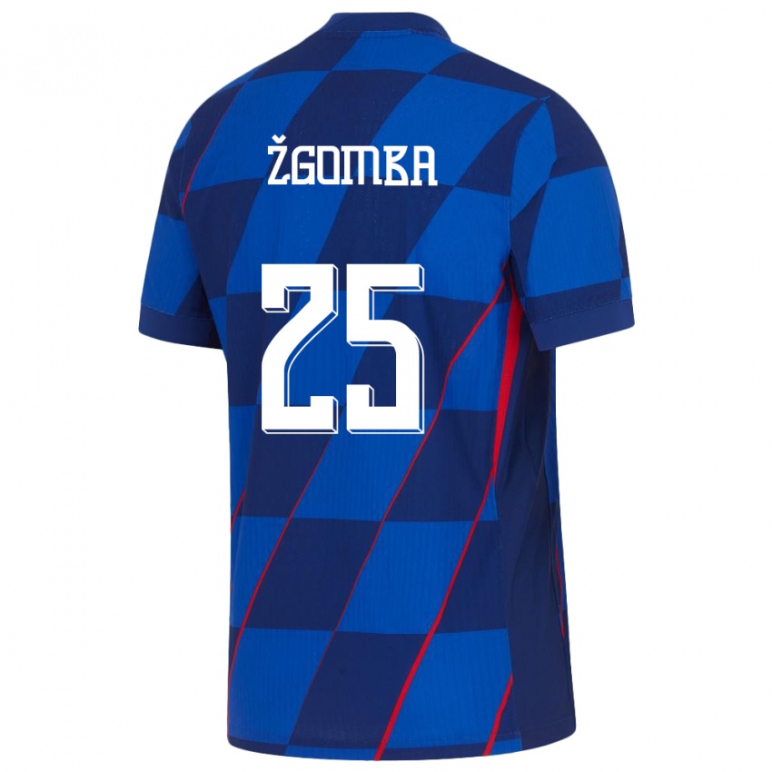 Gyermek Horvátország Marin Zgomba #25 Kék Idegenbeli Jersey 24-26 Mez Póló Ing