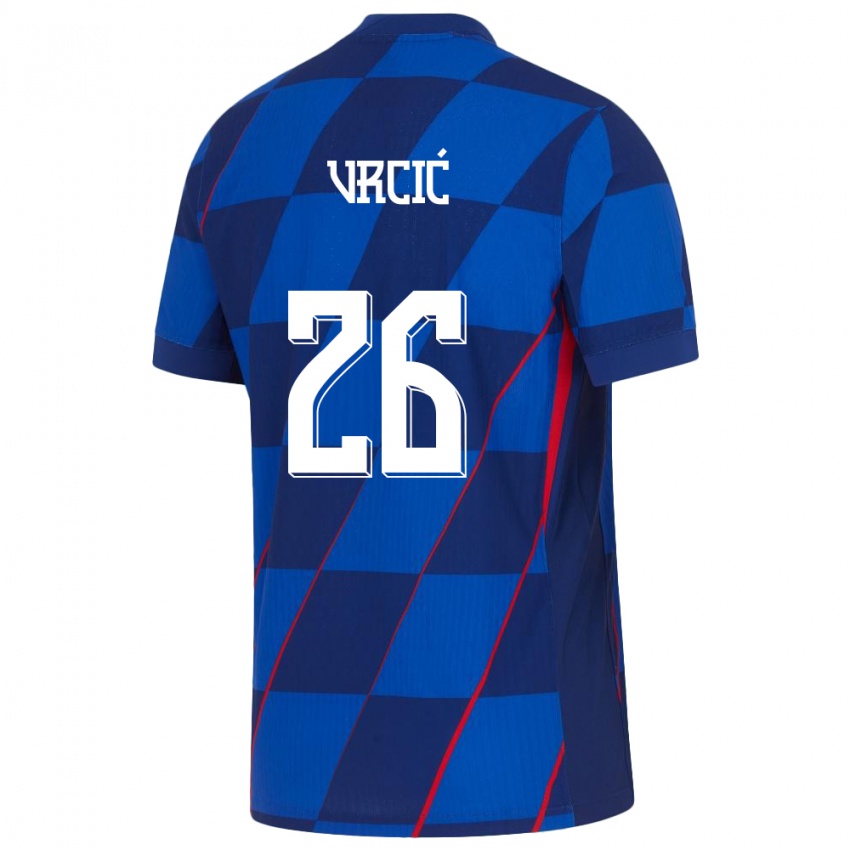 Gyermek Horvátország Jere Vrcic #26 Kék Idegenbeli Jersey 24-26 Mez Póló Ing