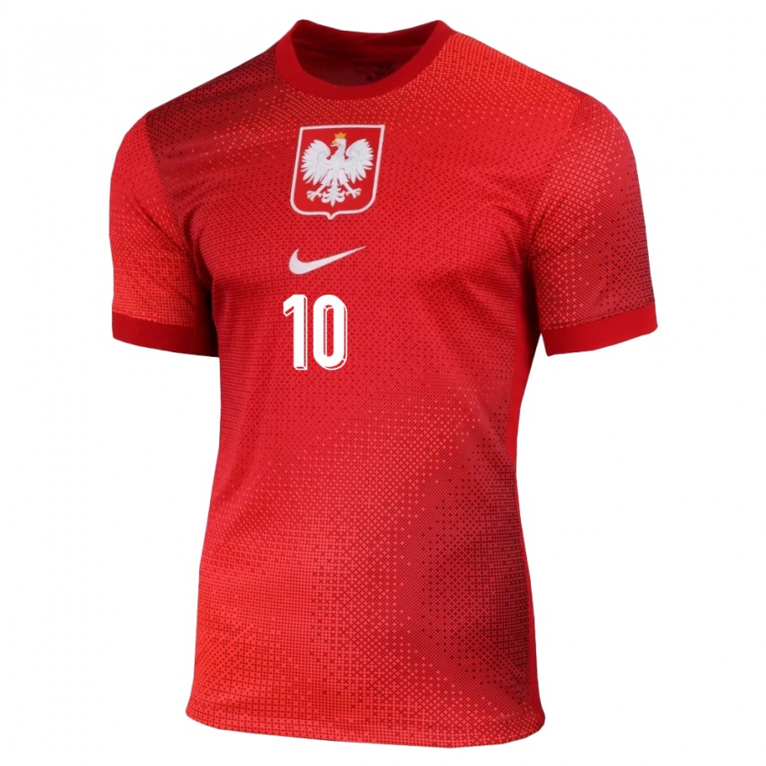 Gyermek Lengyelország Grzegorz Krychowiak #10 Piros Idegenbeli Jersey 24-26 Mez Póló Ing