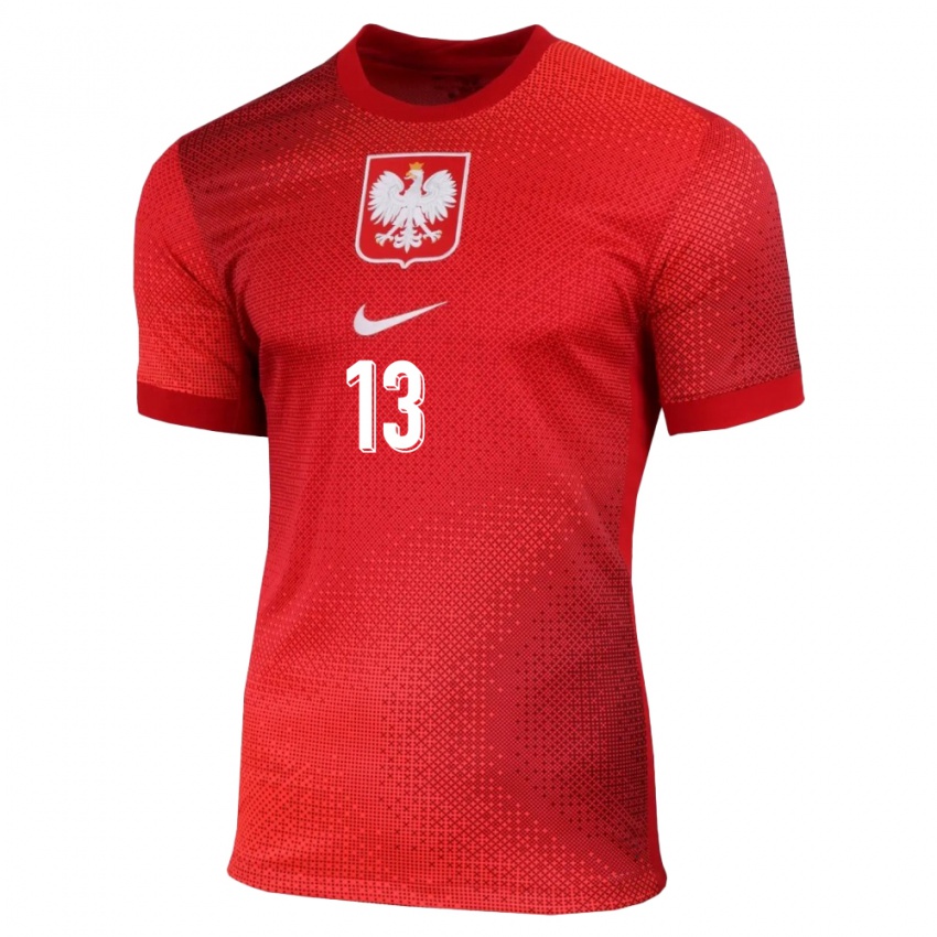 Gyermek Lengyelország Arkadiusz Reca #13 Piros Idegenbeli Jersey 24-26 Mez Póló Ing