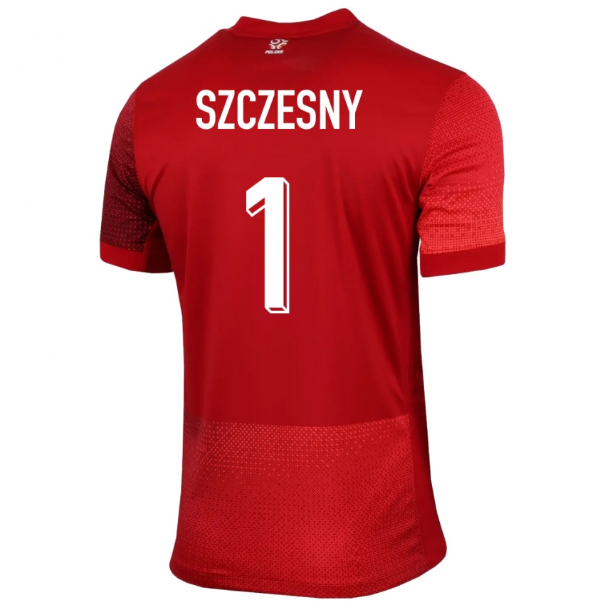 Gyermek Lengyelország Wojciech Szczesny #1 Piros Idegenbeli Jersey 24-26 Mez Póló Ing