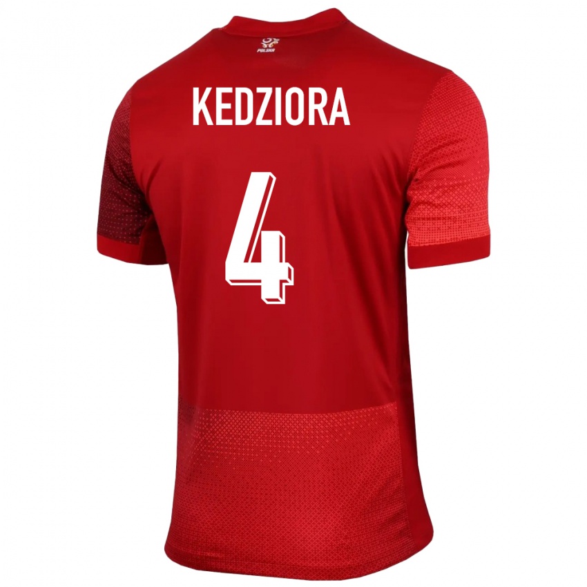 Gyermek Lengyelország Tomasz Kedziora #4 Piros Idegenbeli Jersey 24-26 Mez Póló Ing