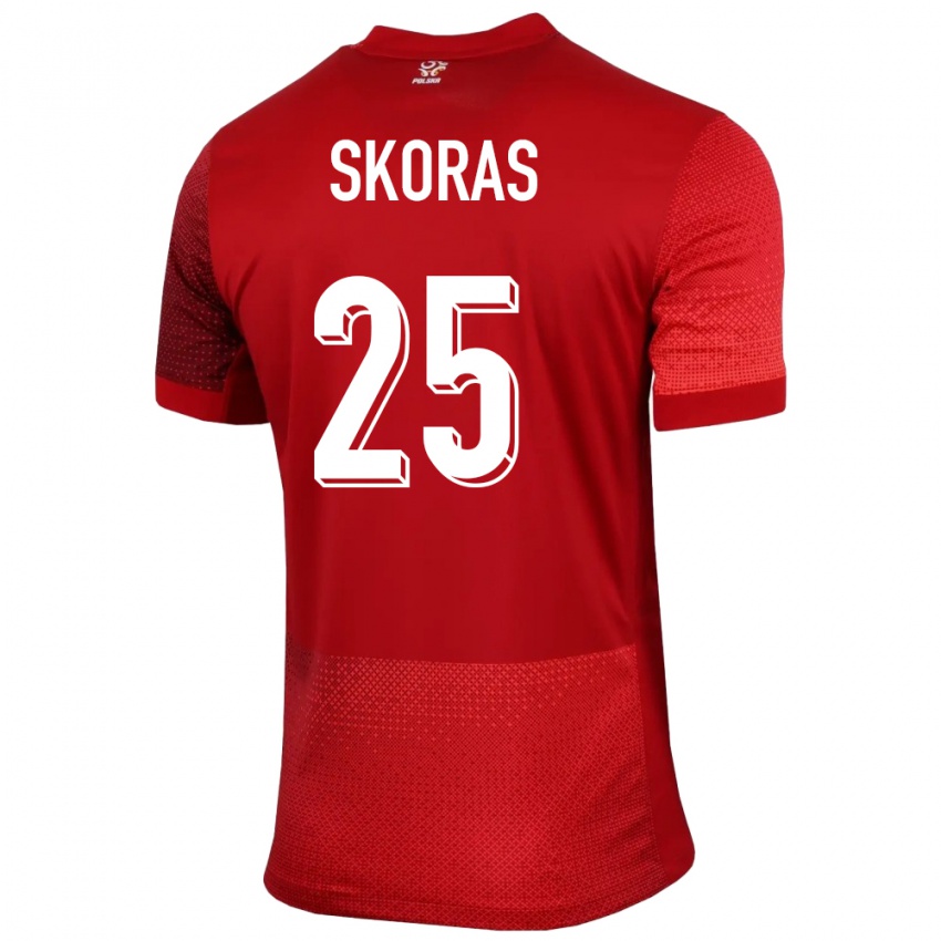 Gyermek Lengyelország Michal Skoras #25 Piros Idegenbeli Jersey 24-26 Mez Póló Ing