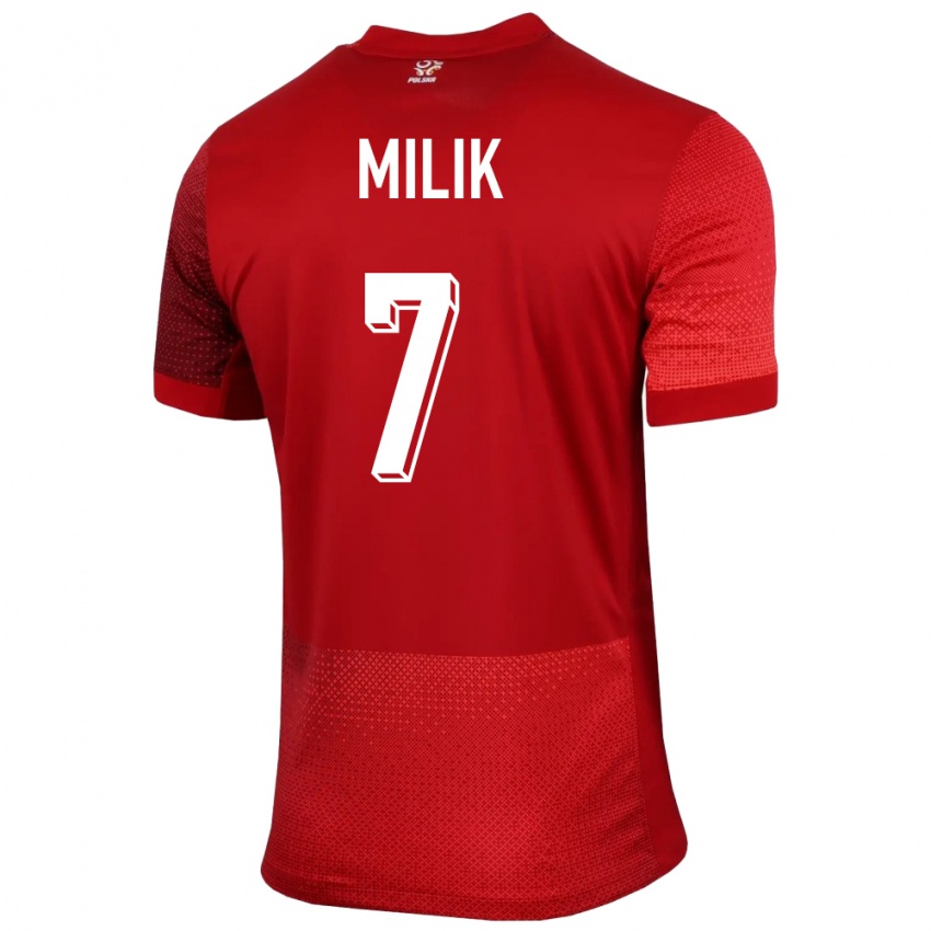 Gyermek Lengyelország Arkadiusz Milik #7 Piros Idegenbeli Jersey 24-26 Mez Póló Ing