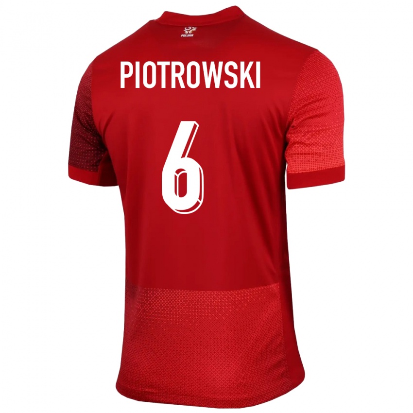 Gyermek Lengyelország Jakub Piotrowski #6 Piros Idegenbeli Jersey 24-26 Mez Póló Ing