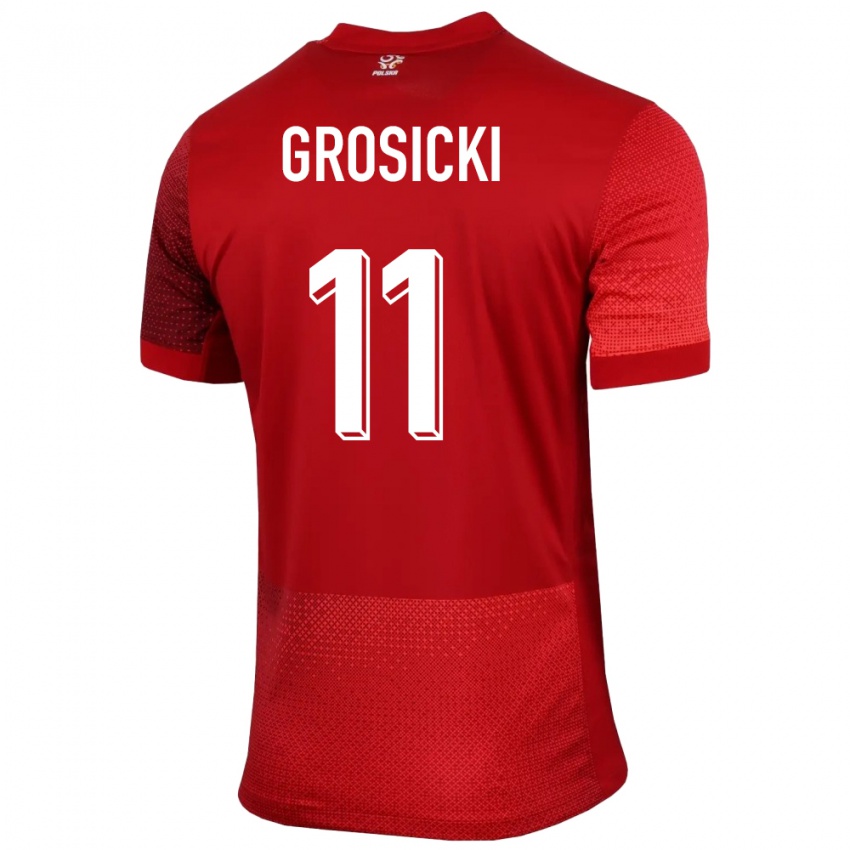 Gyermek Lengyelország Kamil Grosicki #11 Piros Idegenbeli Jersey 24-26 Mez Póló Ing