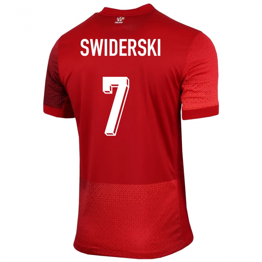 Gyermek Lengyelország Karol Swiderski #7 Piros Idegenbeli Jersey 24-26 Mez Póló Ing