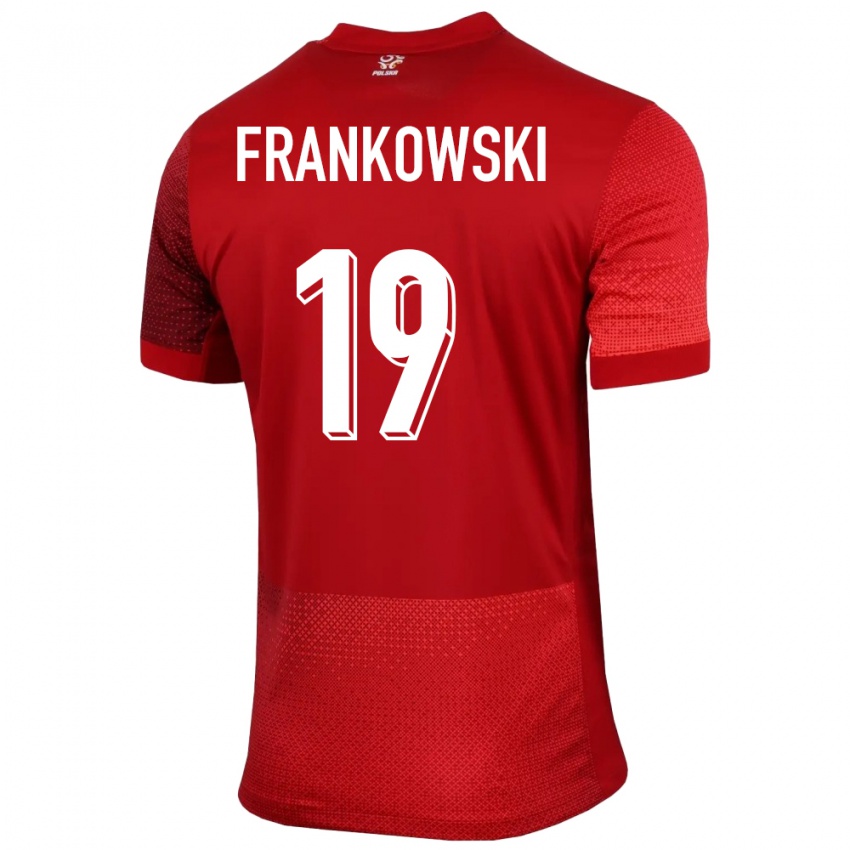 Gyermek Lengyelország Przemyslaw Frankowski #19 Piros Idegenbeli Jersey 24-26 Mez Póló Ing