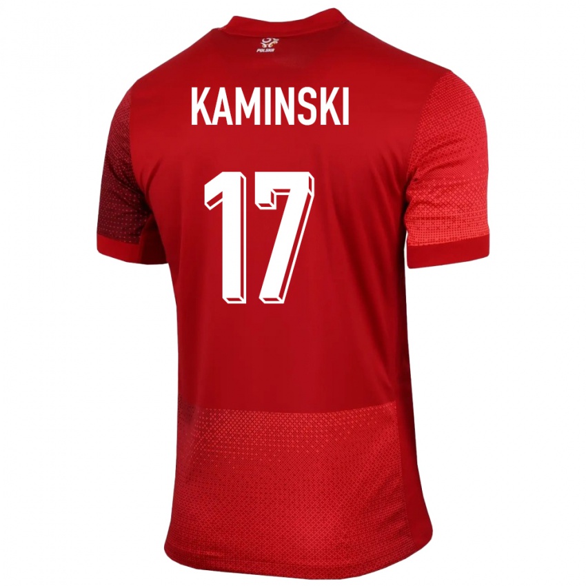 Gyermek Lengyelország Jakub Kaminski #17 Piros Idegenbeli Jersey 24-26 Mez Póló Ing