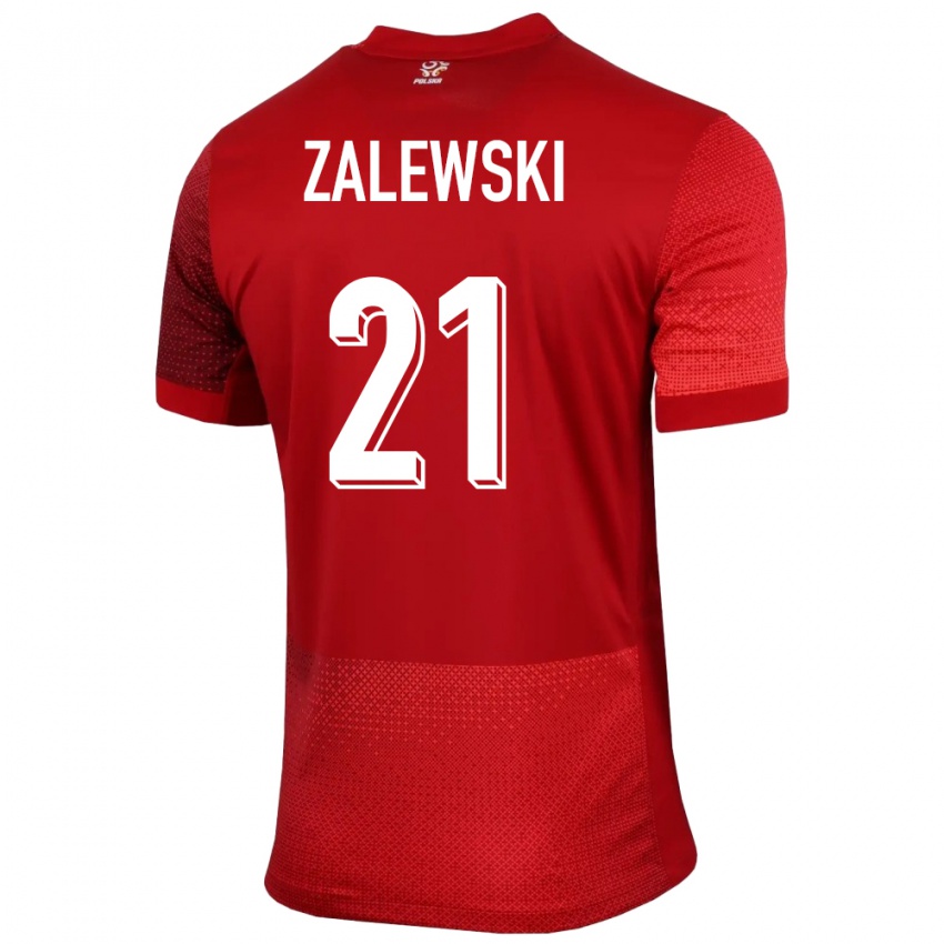 Gyermek Lengyelország Nicola Zalewski #21 Piros Idegenbeli Jersey 24-26 Mez Póló Ing