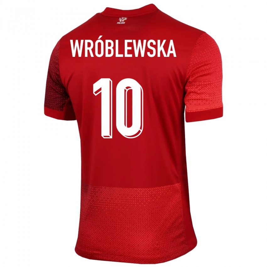 Gyermek Lengyelország Joanna Wroblewska #10 Piros Idegenbeli Jersey 24-26 Mez Póló Ing